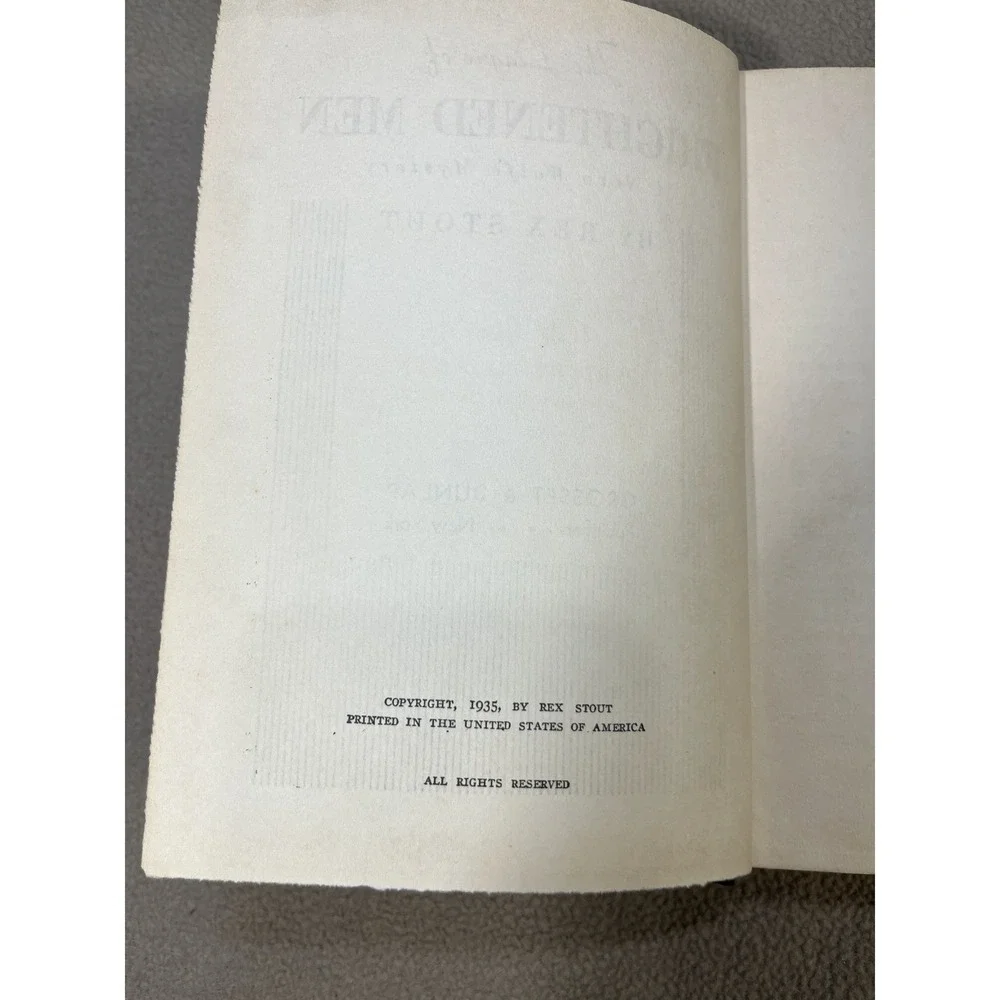 The‎ League of Frightened Men Rex Stout Nero Wolfe Mystery Hardcover Book 1935